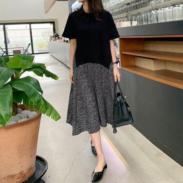 異素材ドッキングワンピース