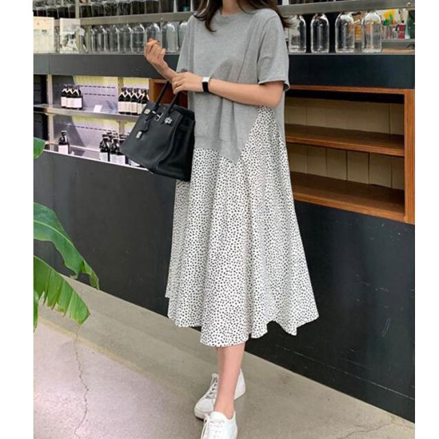 異素材ドッキングワンピース