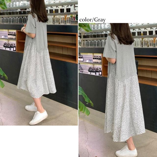 異素材ドッキングワンピース