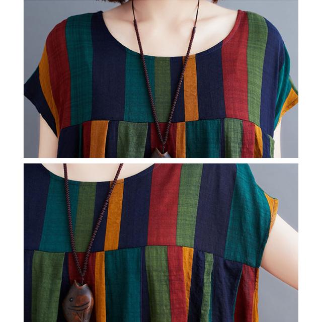 マルチストライプコットンワンピース