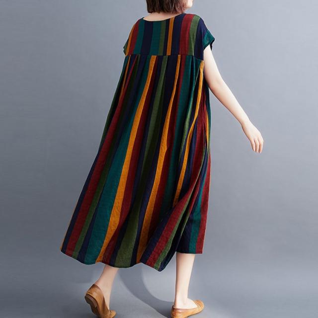 マルチストライプコットンワンピース