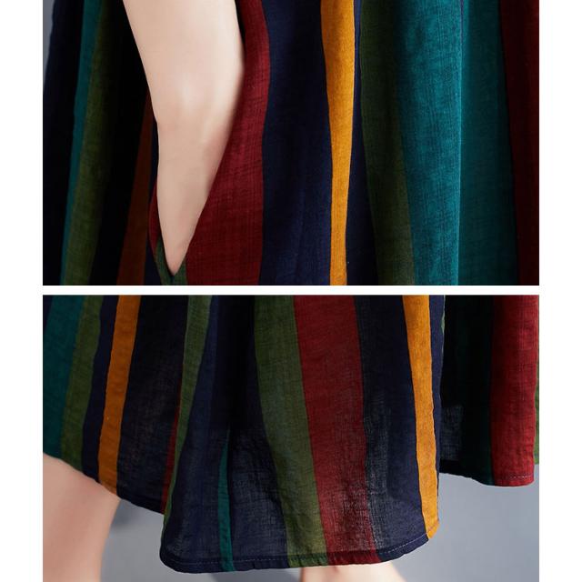 マルチストライプコットンワンピース