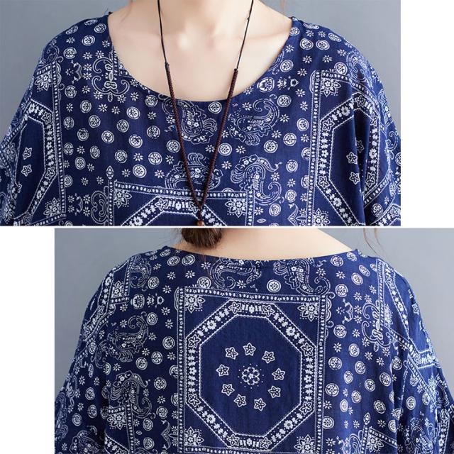 エスニック柄コットンワンピース