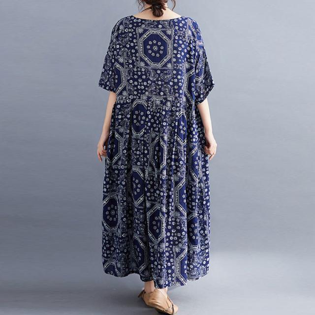 エスニック柄コットンワンピース