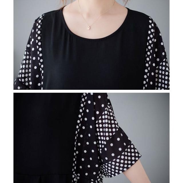 ドットプリント半袖ワンピース
