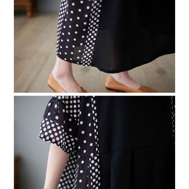 ドットプリント半袖ワンピース