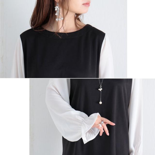 フェイクレイヤード異素材ブラウス