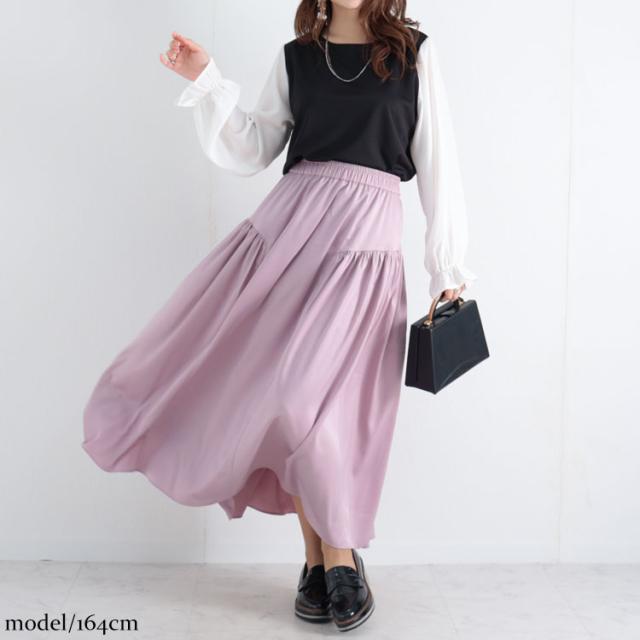 フェイクレイヤード異素材ブラウス