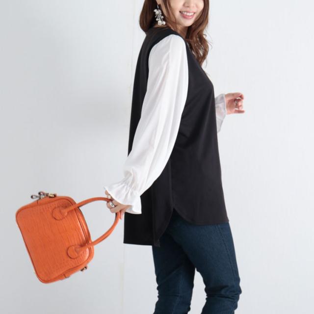 フェイクレイヤード異素材ブラウス