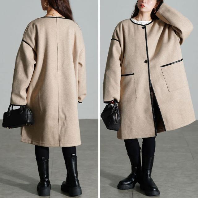 3way中綿ライナー付きパイピングガウンコート