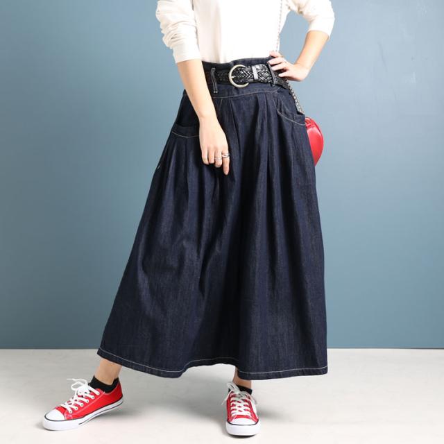 タックフレアデニムスカート