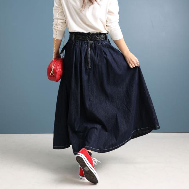 タックフレアデニムスカート