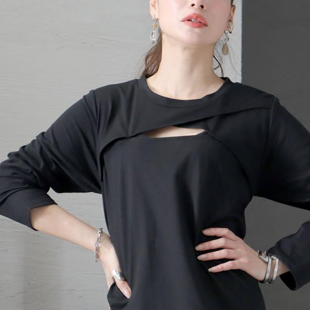 デコルテ胸ちょい空きデザインワンピース