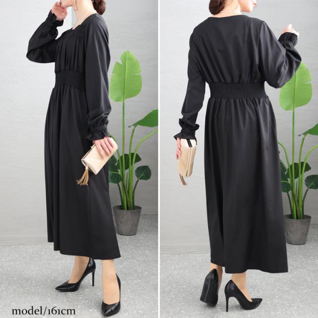 スクエアネックシャーリングワンピース