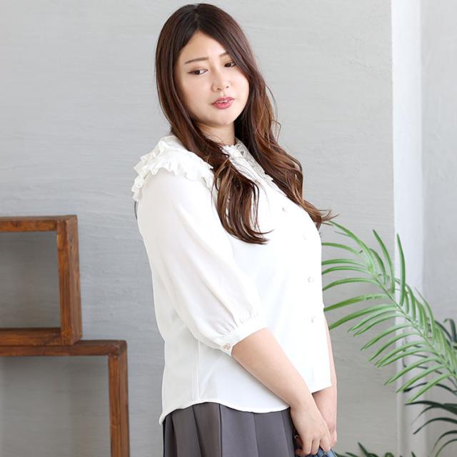 フリル襟ブラウス
