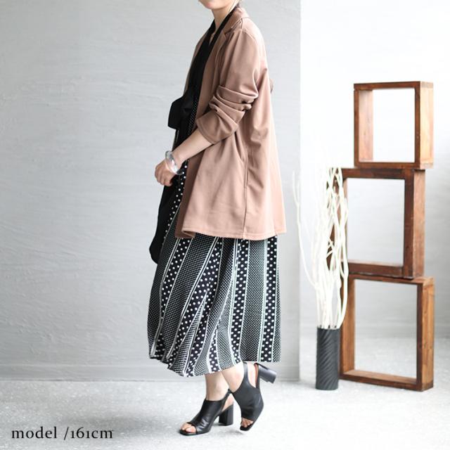 フロントリボン柄切替えワンピース