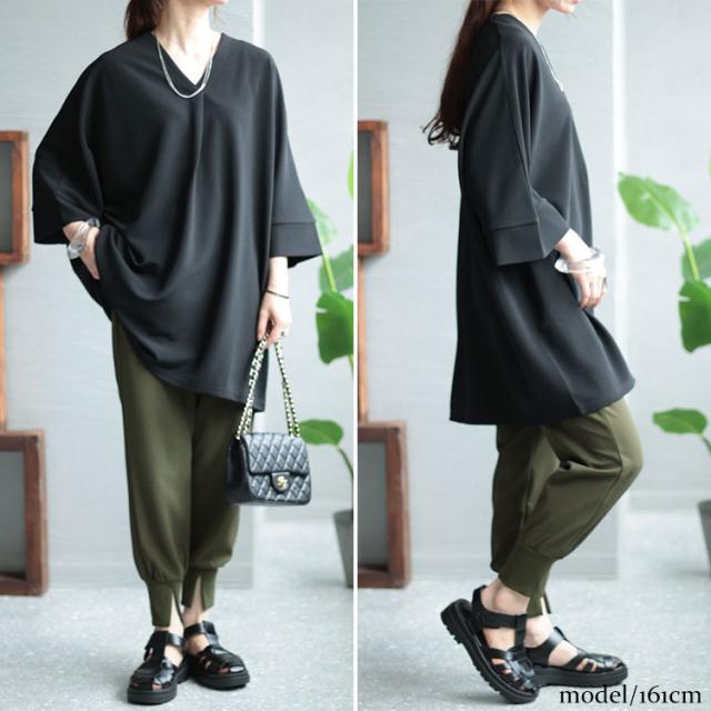 Vネックタックチュニック