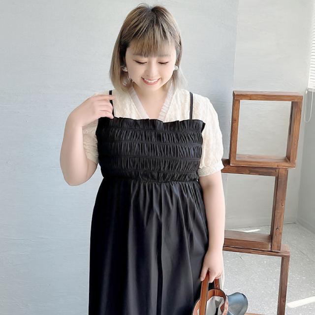 胸シャーリングドッキングワンピース