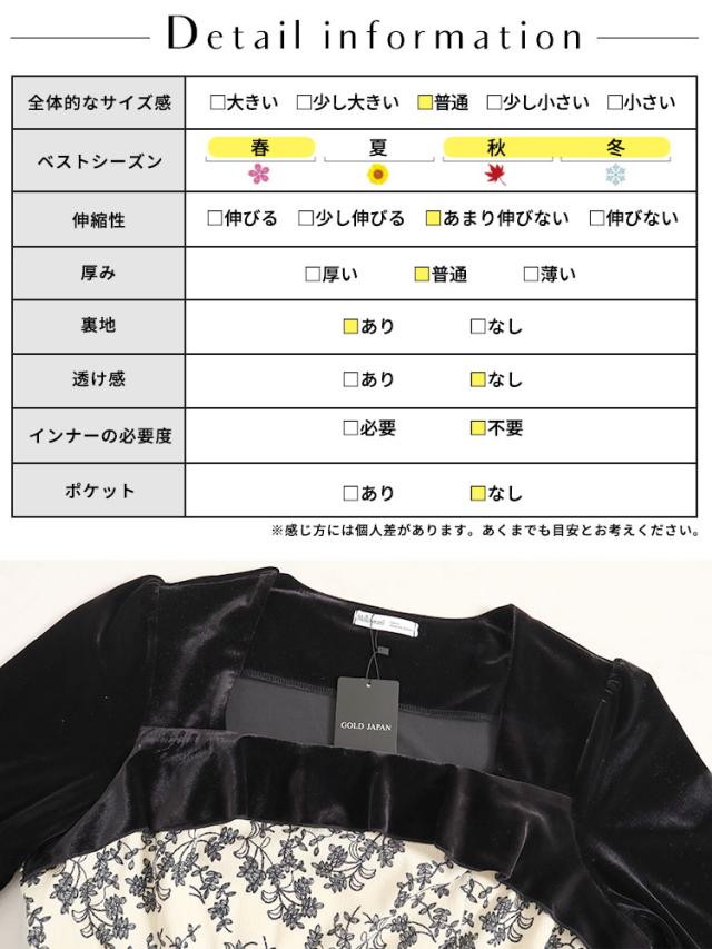 胸元切替え花柄フレアワンピース