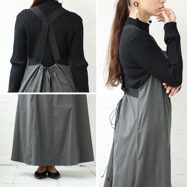 前剥ぎデザインセンターラインエプロンワンピース