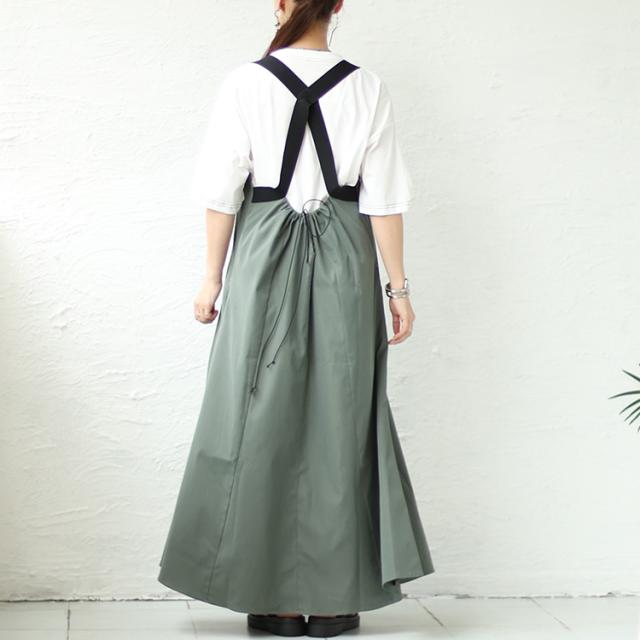 前剥ぎデザインセンターラインエプロンワンピース