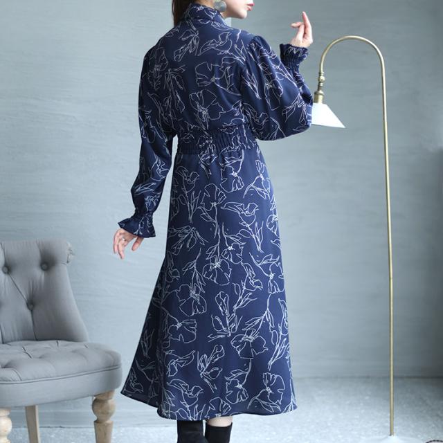 花柄ボウタイシャツワンピース