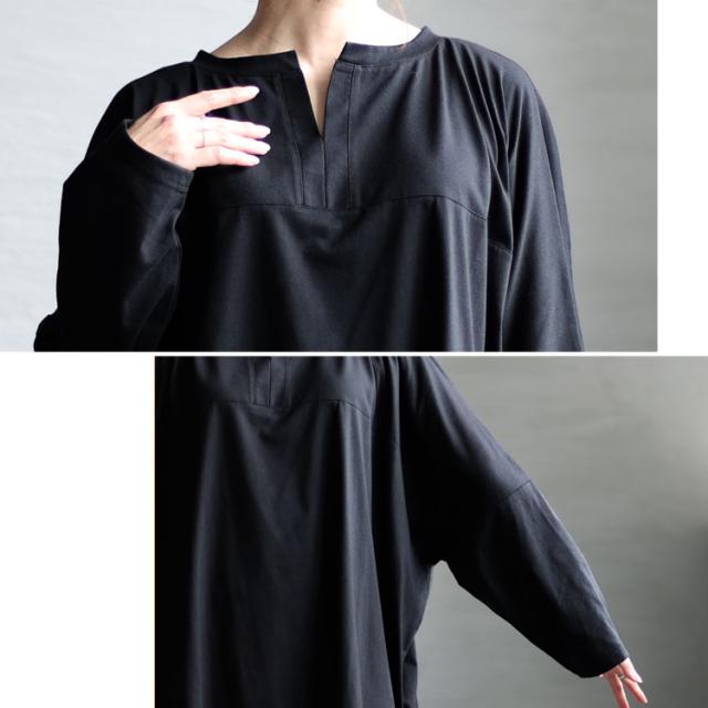 キーネックコクーン長袖チュニック