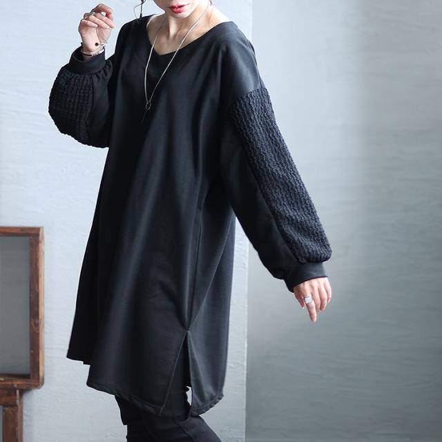 袖切替えドロップショルダーチュニック