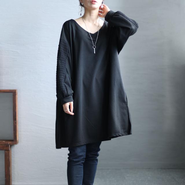 袖切替えドロップショルダーチュニック