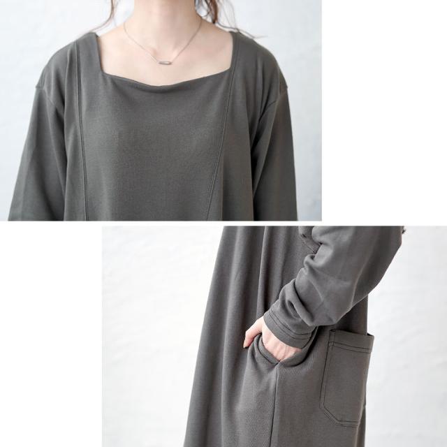 バックポケット付きステッチワンピース