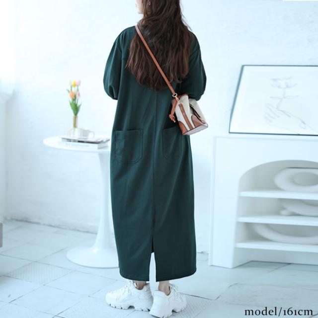 バックポケット付きステッチワンピース