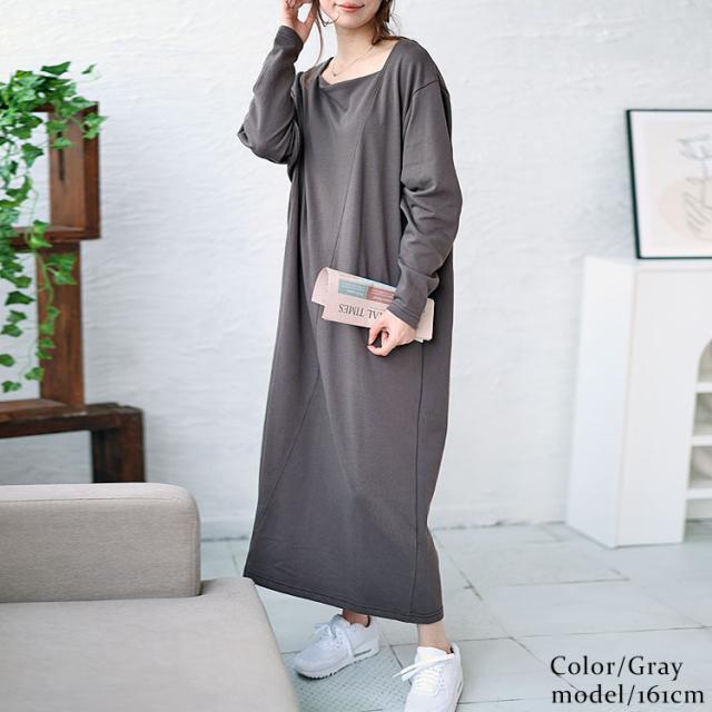 バックポケット付きステッチワンピース