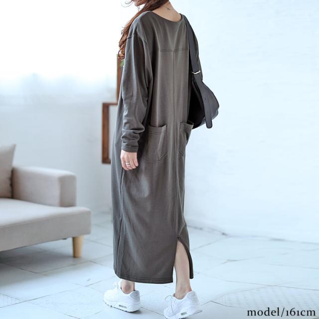 バックポケット付きステッチワンピース