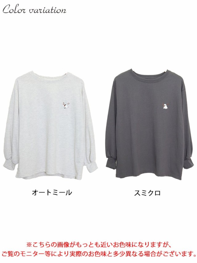 バックワッペンクルーネックトップス