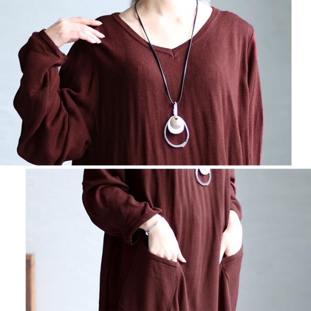 Vネックイレギュラーヘムチュニック