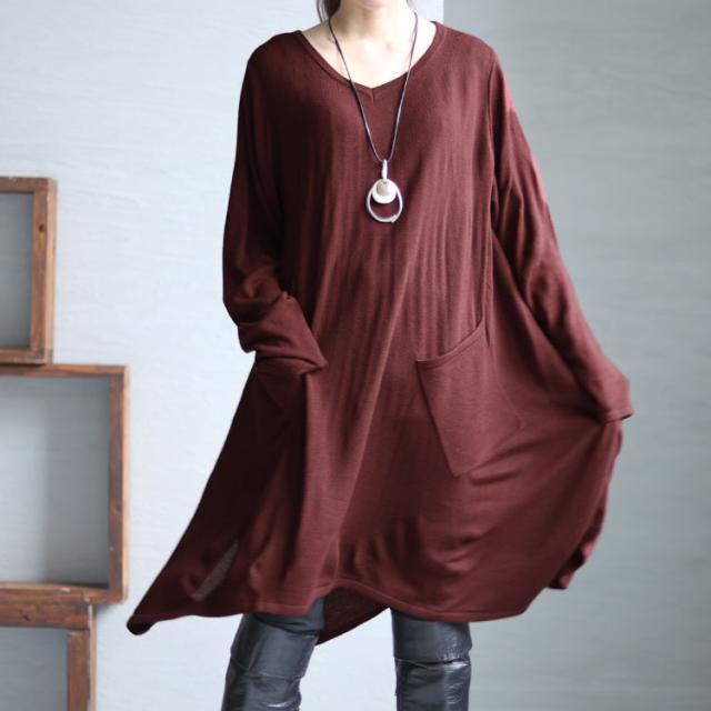 Vネックイレギュラーヘムチュニック