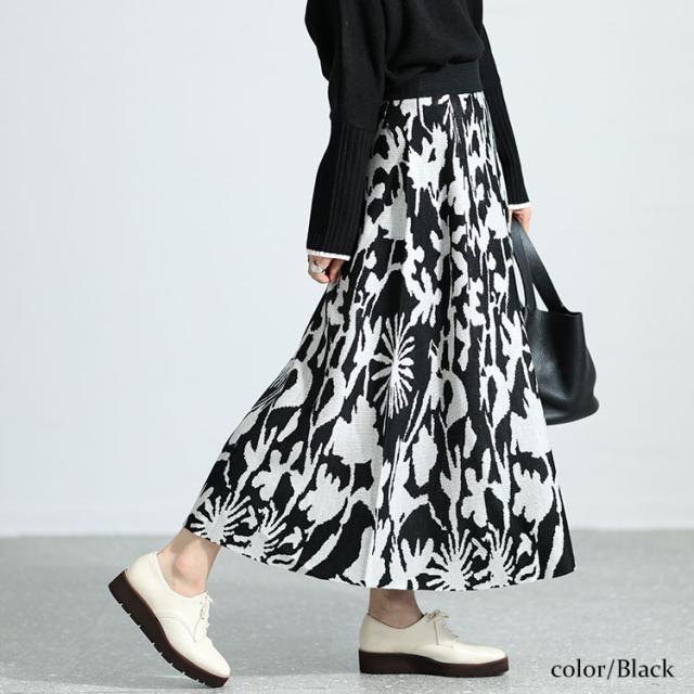 花柄ジャガード編みニットスカート