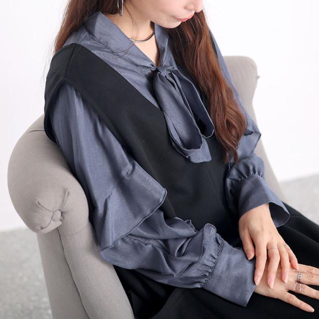 ボウタイオーガンジーブラウス