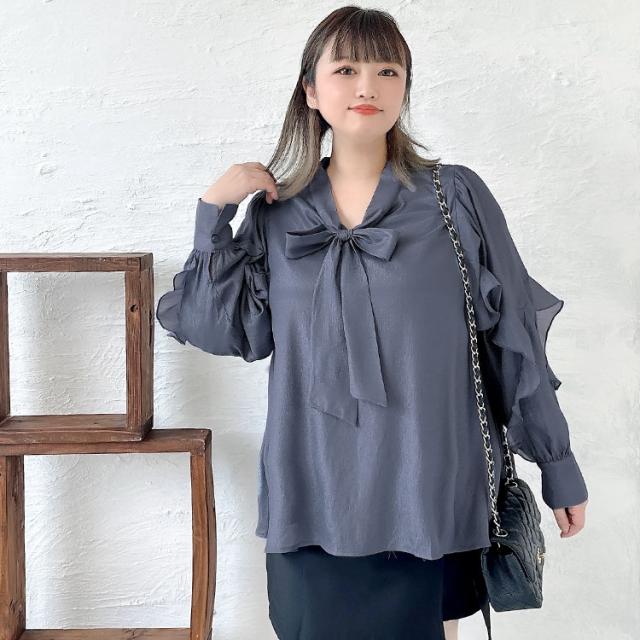 ボウタイオーガンジーブラウス