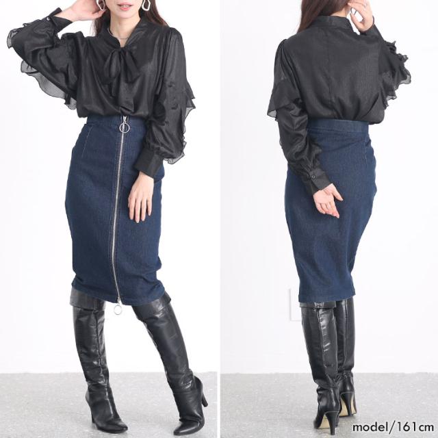 ボウタイオーガンジーブラウス