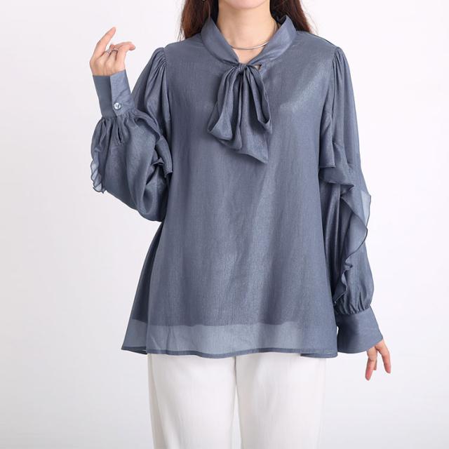 ボウタイオーガンジーブラウス