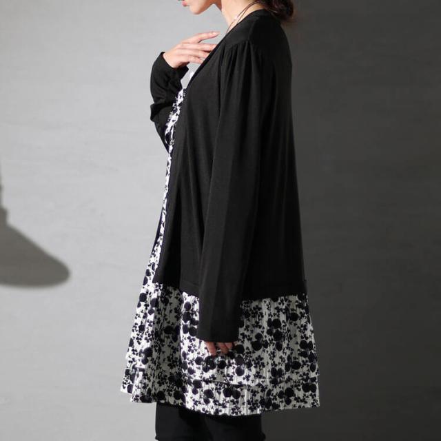 カーデフェイク花柄チュニック