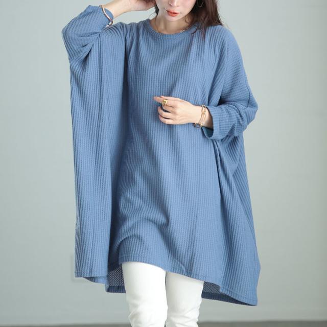 ワッフル起毛ポンチョ風チュニック