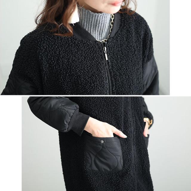 ボア切替え中綿キルティングジャケット