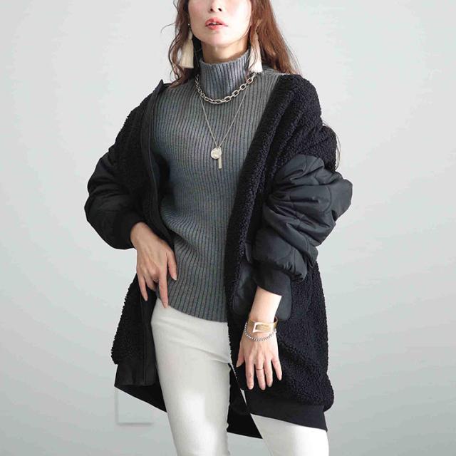 ボア切替え中綿キルティングジャケット