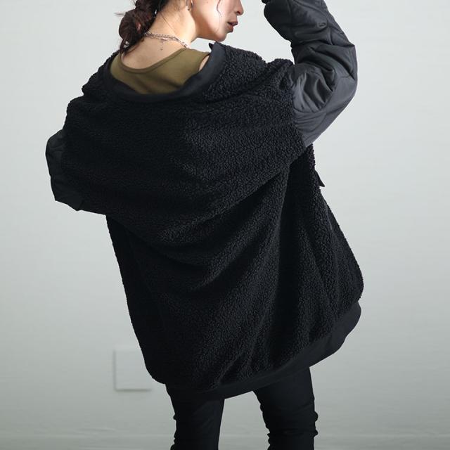 ボア切替え中綿キルティングジャケット