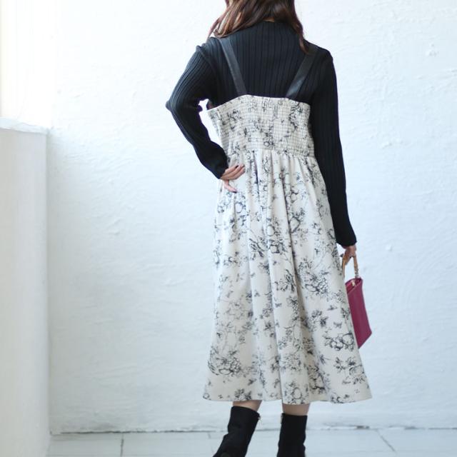 コーデュロイ花柄ジャンパースカート