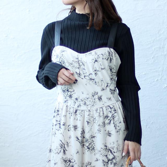 コーデュロイ花柄ジャンパースカート