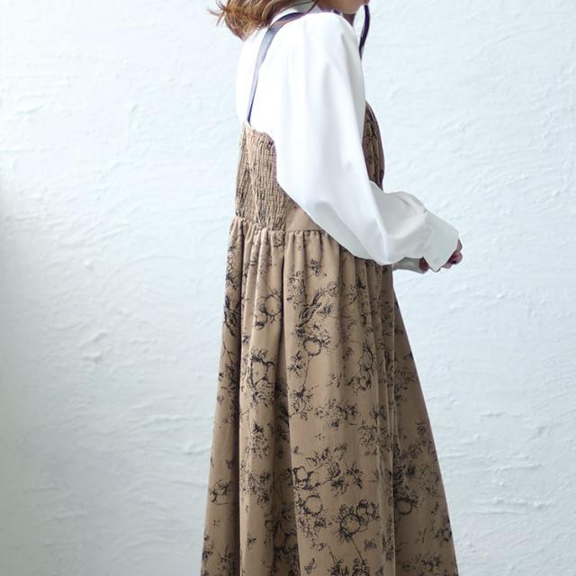 コーデュロイ花柄ジャンパースカート