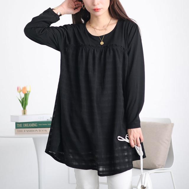 シアーチェック切り替えチュニック